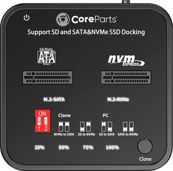 CoreParts CoreParts MS-CLONER-M2-SD αντιγραφέας Μαύρο