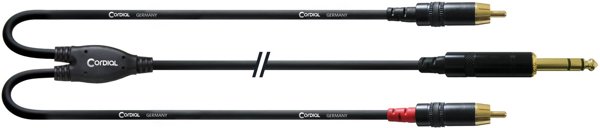 Καλώδιο σήματος Cordial, 6.3 mm σε 2 x RCA, 3 m