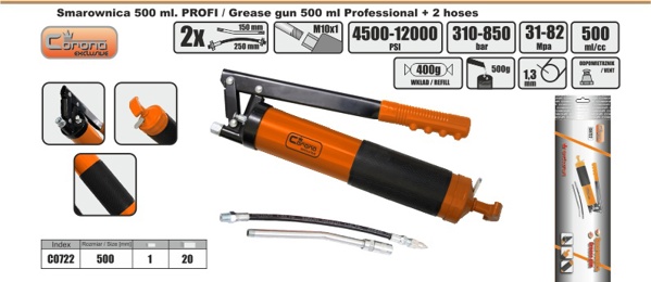 Γράσο Corona 12000PSI 0,5L + 2 σωλήνες - C0722