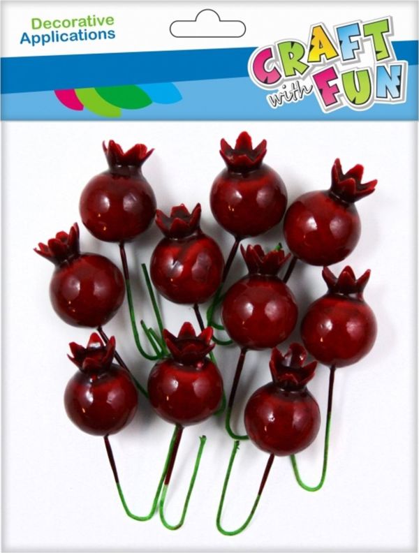 Craft With Fun Διακοσμητικό Σύρμα Άγριο Τριαντάφυλλο Κόκκινο, 2cm, 10 Τεμάχια