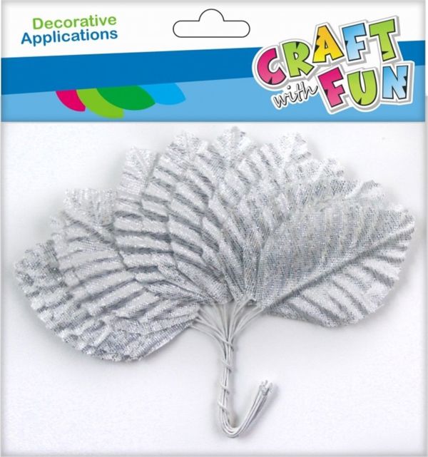 Craft With Fun Διακοσμητικό Σύρμα Φύλλο, 5.5cm, 12 Τεμάχια, Ασημί