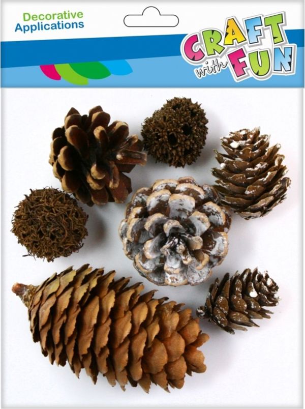 Craft With Fun Διακοσμητικά Φυσικά Κουκουνάρια 7τμχ, Φυσικό Χρώμα για Χειροτεχνίες και Διακόσμηση