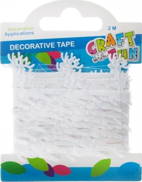 Craft With Fun Διακοσμητική Ταινία Τάρανδος 2m x 2.5cm, Λευκή
