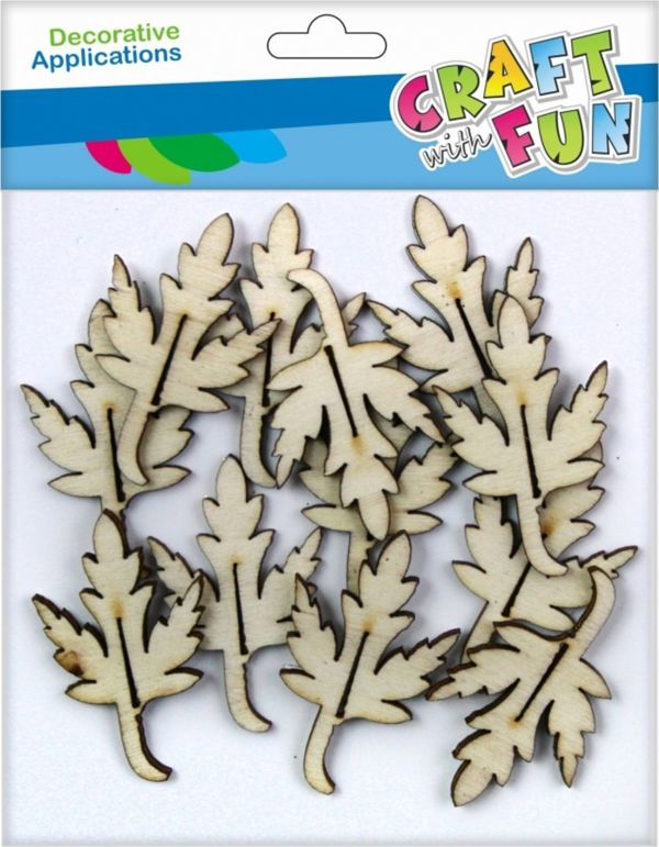 Craft With Fun Διακοσμητικά Ξύλινα Φύλλα, Σετ 12 Τεμαχίων, Για Χειροτεχνίες και Διακόσμηση