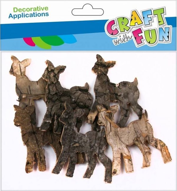 Craft with Fun Διακοσμητικά Ξύλινα Ελάφια από Φλοιό 5cm, Σετ 6 Τεμαχίων