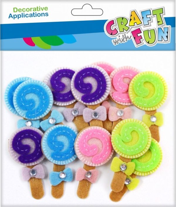 Craft With Fun Διακοσμητικά Τσόχινα Γλειφιτζούρια 12τμχ, Αυτοκόλλητα Διακοσμητικά Χειροτεχνίας