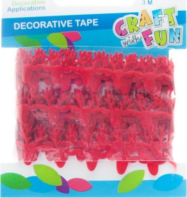 Craft With Fun Διακοσμητική Κορδέλα Τσόχα Τάρανδος, Χριστουγεννιάτικη, 2m x 1.6cm