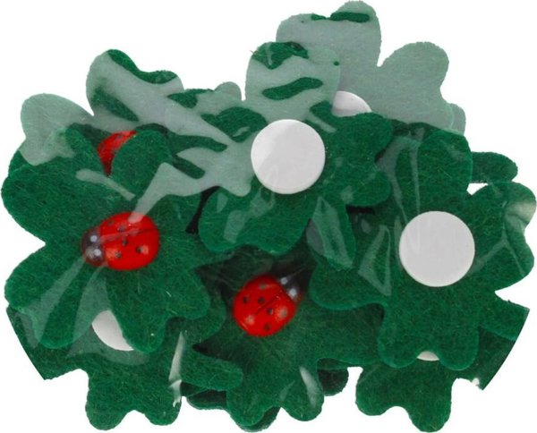 Craft with Fun Αυτοκόλλητο τσόχινο διακοσμητικό πασχαλίτσα/φύλλο 12τμχ