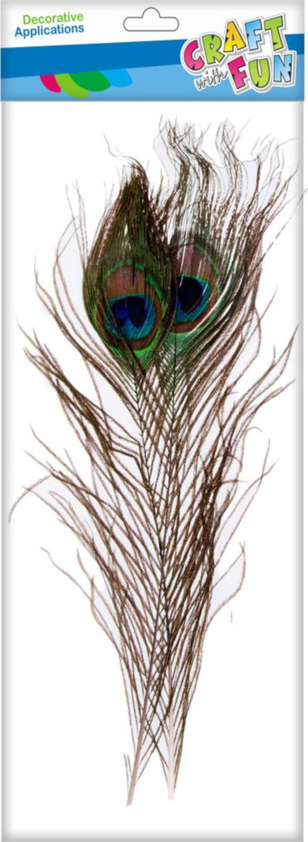 Craft With Fun Διακοσμητικό Φτερό Παγώνι, 32cm, Πολύχρωμο, για Χειροτεχνίες και Διακόσμηση