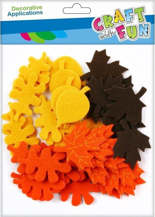 Αυτοκόλλητα Διακοσμητικά Φύλλα από Τσόχα Craft with Fun, 45τμχ