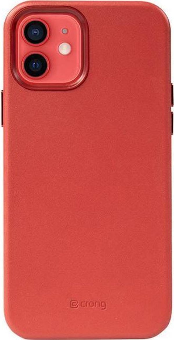 Crong Crong Essential Cover Magnetic - Θήκη από δέρμα για iPhone 12 / iPhone 12 Pro MagSafe (κόκκινο)