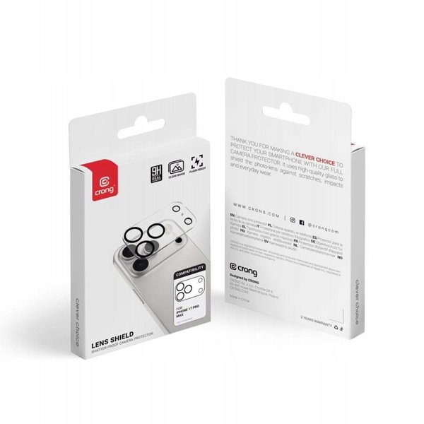 Crong Lens Shield Προστατευτικό Κάμερας για iPhone 17 Pro Max, Γυαλί Προστασίας Φακού, Διάφανο
