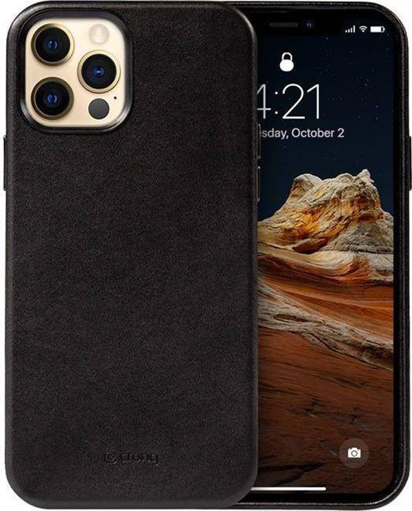 Crong Crong Essential Cover Magnetic - Θήκη από δέρμα iPhone 12 Pro Max MagSafe (μαύρο)