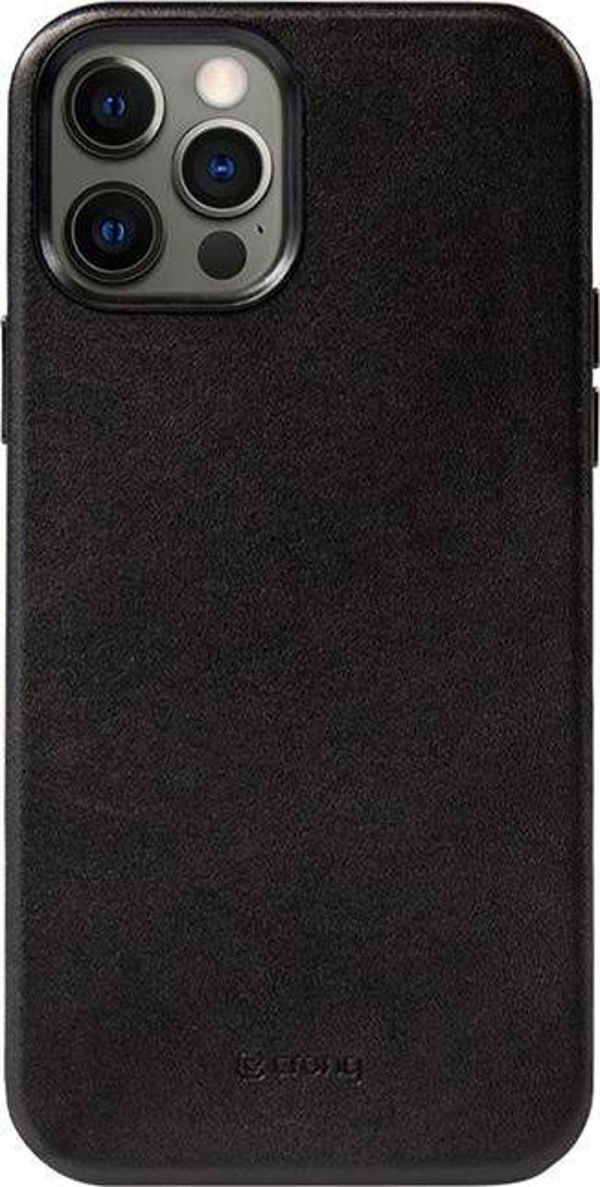 Crong Crong Essential Cover Magnetic - Θήκη από δέρμα iPhone 12 Pro Max MagSafe (μαύρο)