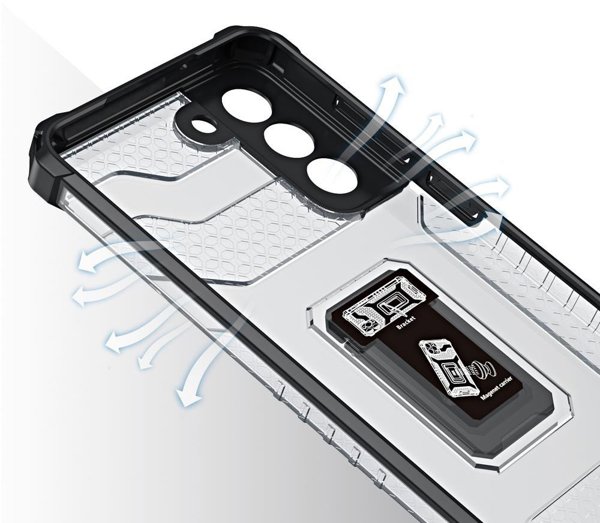 Θήκη Crystal Ring Case θωρακισμένη υβριδική θήκη + μαγνητική βάση Samsung Galaxy S22+ (S22 Plus) μαύρο