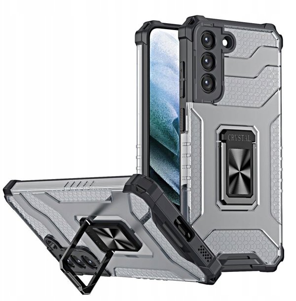 Θήκη Crystal Ring Case θωρακισμένη υβριδική θήκη + μαγνητική βάση Samsung Galaxy S22+ (S22 Plus) μαύρο