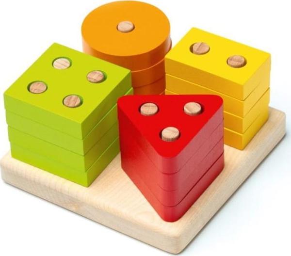 Cubika Ξύλινος ταξινομητής γεωμετρικά σχήματα τετράγωνο 18m+ Cubika
