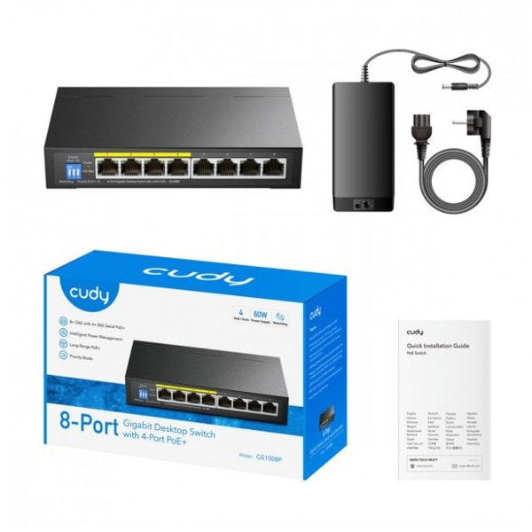 cudy Διακόπτης GS1008P 8-Port Gigabit PoE+ Switch 60W