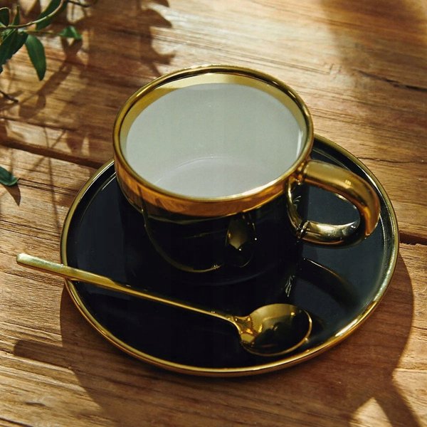 Cup with a saucer and spoon Homla SINNES Black, 200 ml