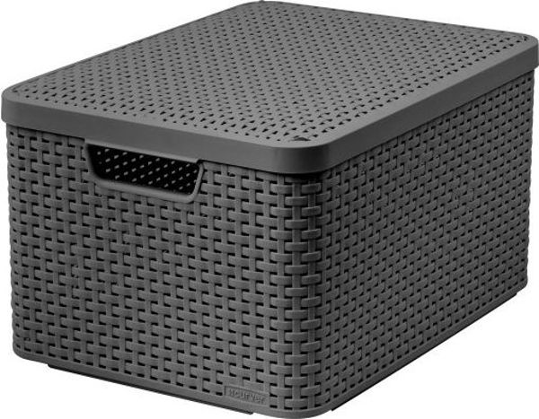 Καλάθι Curver με καπάκι Rattan Style S σκούρο γκρι