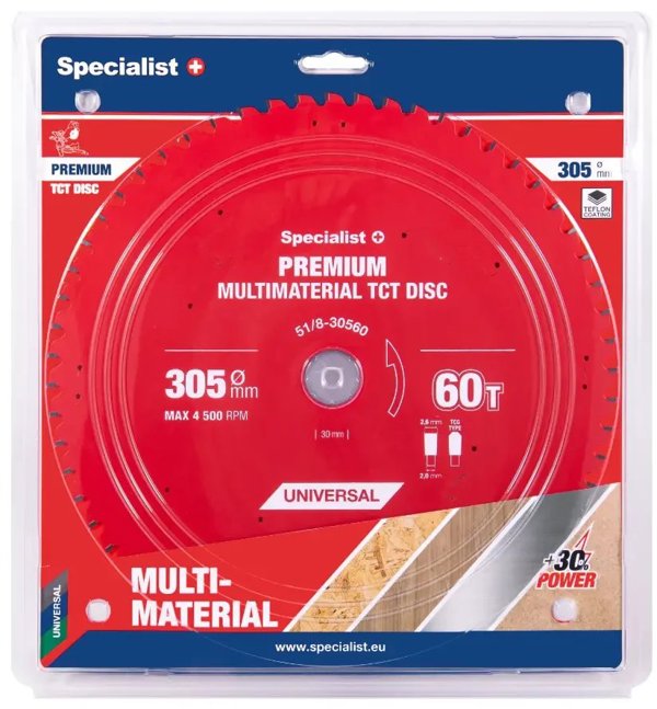 Δίσκος κοπής 305x60Tx30mm, Πολυϋλικό PREMIUM, SPECIALIST+