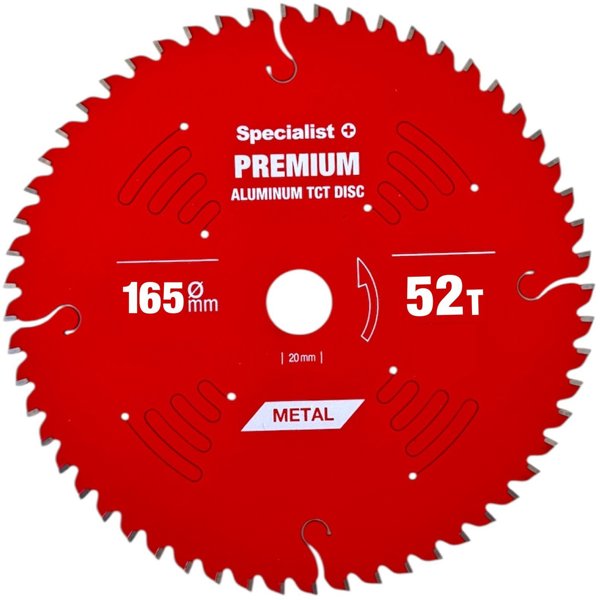 Δίσκος κοπής 165x52Tx20mm, Αλουμίνιο PREMIUM, SPECIALIST+