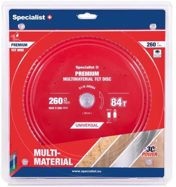 Δίσκος κοπής 260x84Tx30mm, Πολυυλικό PREMIUM, SPECIALIST+