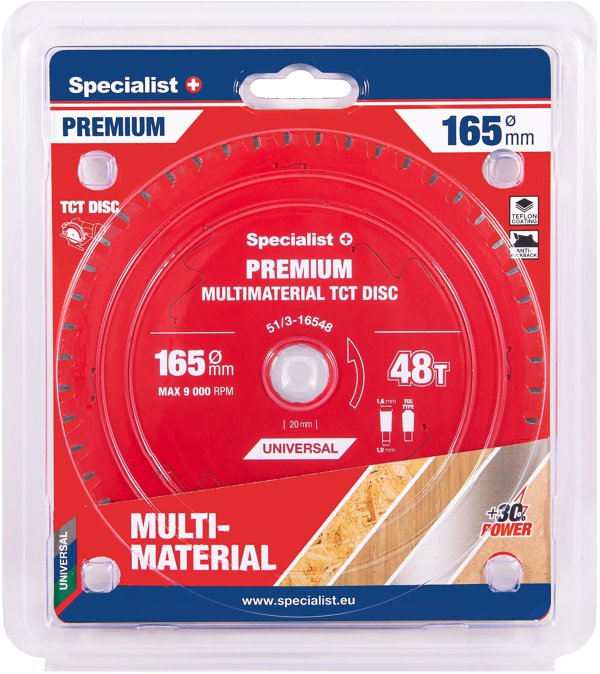 Δίσκος κοπής 165x48Tx20mm, Πολυϋλικό PREMIUM, SPECIALIST+