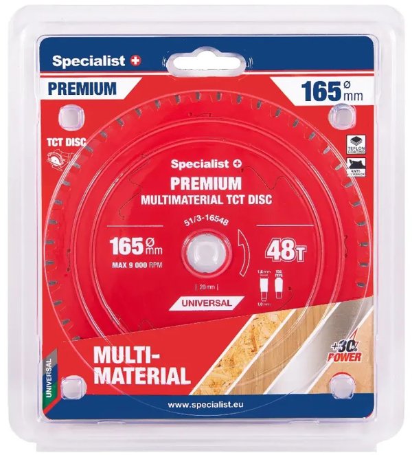 Δίσκος κοπής 165x48Tx20mm, Πολυϋλικό PREMIUM, SPECIALIST+