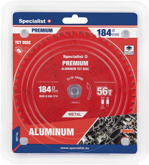 Δίσκος κοπής 184x56Tx20/16mm, Αλουμίνιο PREMIUM, SPECIALIST+