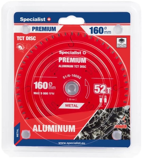 Δίσκος κοπής 160x52Tx20mm, Αλουμίνιο PREMIUM, SPECIALIST+