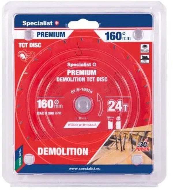 Δίσκος κοπής 160x24Tx20mm, Demolition PREMIUM, SPECIALIST+