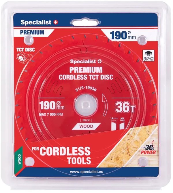 Δίσκος κοπής 190x36Tx30mm, Ασύρματο PREMIUM SPECIALIST+