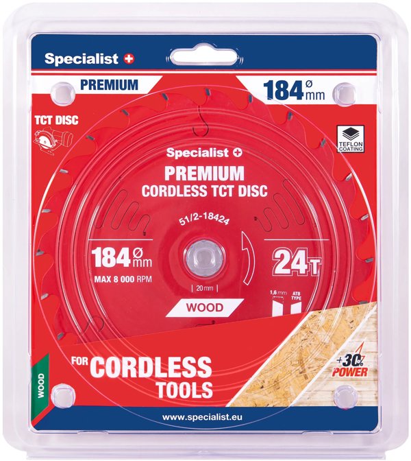 Δίσκος κοπής 184x24Tx20/16mm, Ασύρματο PREMIUM, SPECIALIST+