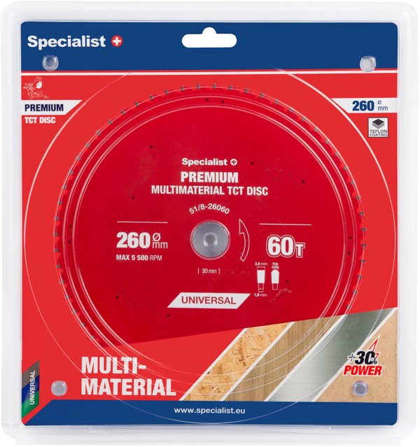 Δίσκος κοπής 260x60Tx30mm, Πολυϋλικό PREMIUM, SPECIALIST+