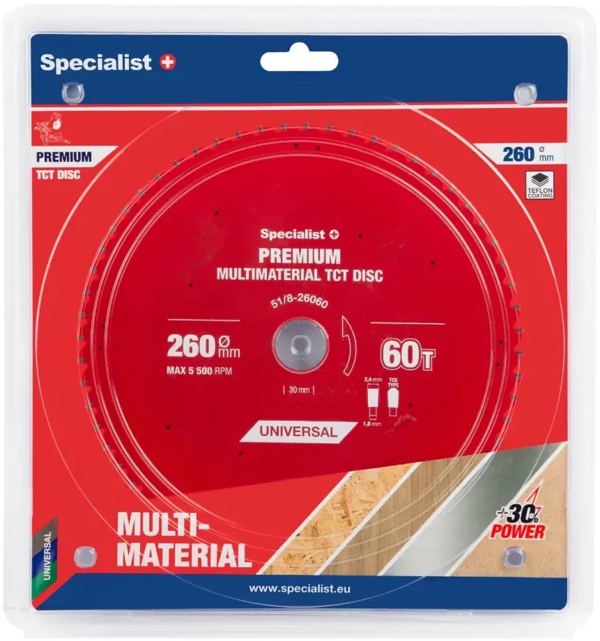 Δίσκος κοπής 260x60Tx30mm, Πολυϋλικό PREMIUM, SPECIALIST+