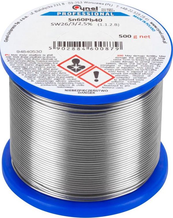 Κολλητήρι Cynel Cyna Sn60Pb40, Σύρμα Συγκόλλησης 2.5mm, 500g