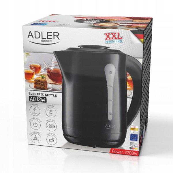 Adler Βραστήρας Νερού 2,5 L, Πλαστικός, Λευκός