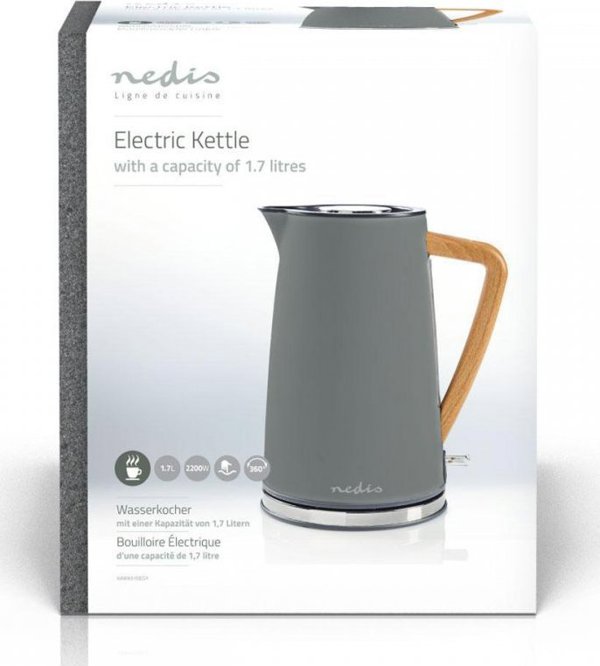Βραστήρας Nedis Nedis KAWK510EGY ηλεκτρικός βραστήρας 1,7 l 2200 W Γκρι