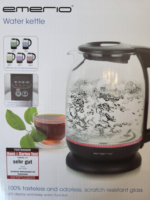 Βραστήρας Emerio Emerio Wasserkocher, 1.7L, ασύρματος, αλλαγή χρώματος