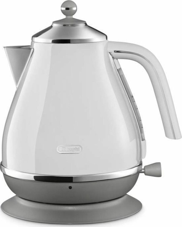 Ηλεκτρικός βραστήρας DELONGHI Virdulys KBOC2001W, 3000 W, 1.7 L, Ανοξείδωτο ατσάλι, Περιστρεφόμενη βάση 360°, Λευκός