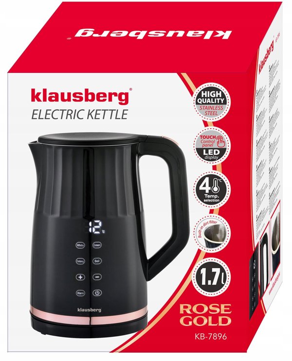 Ηλεκτρικός Βραστήρας Klausberg KB-7896 1,7L με LED Φωτισμό και Ρύθμιση Θερμοκρασίας