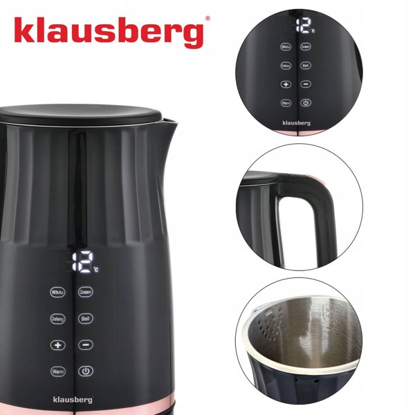 Ηλεκτρικός Βραστήρας Klausberg KB-7896 1,7L με LED Φωτισμό και Ρύθμιση Θερμοκρασίας