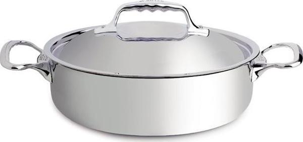 De Buyer Affinity Χαμηλή Κατσαρόλα με Καπάκι 24cm, 7.5L, από Ανοξείδωτο Ατσάλι και Αλουμίνιο, Κατάλληλη για Όλες τις Εστίες