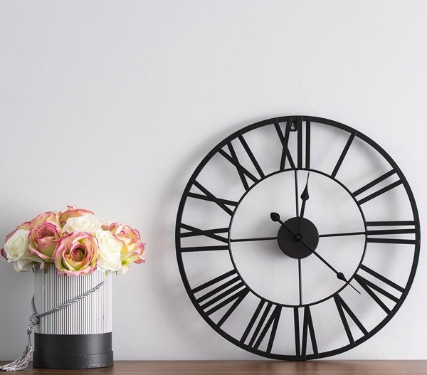 Deco4Home Μεταλλικό επιτοίχιο ρολόι 47cm μαύρο Deco4Home