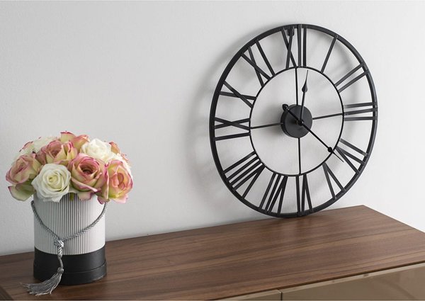 Deco4Home Μεταλλικό επιτοίχιο ρολόι 47cm μαύρο Deco4Home