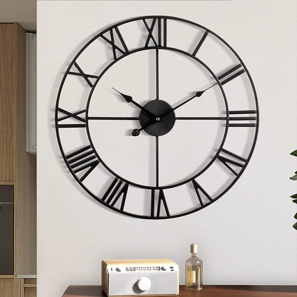 Deco4Home Μεταλλικό επιτοίχιο ρολόι 47cm μαύρο Deco4Home