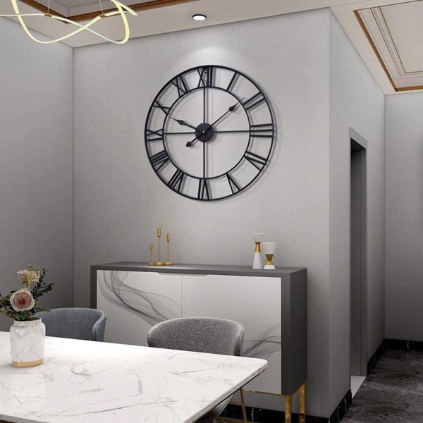 Deco4Home Μεταλλικό επιτοίχιο ρολόι 47cm μαύρο Deco4Home
