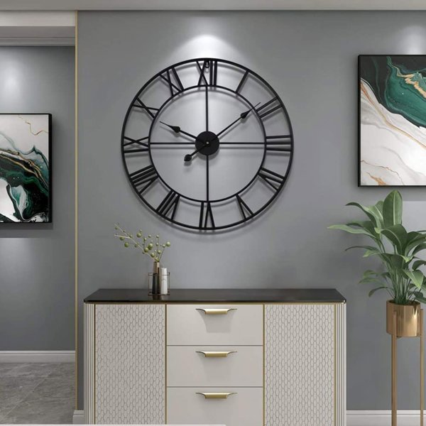 Deco4Home Μεταλλικό επιτοίχιο ρολόι 47cm μαύρο Deco4Home