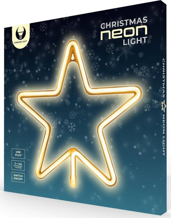 Διακόσμηση Χριστουγέννων Forever Light Neon LED CHRISTMAS ΑΣΤΕΡΙ ζεστό λευκό Bat + USB FLNE22 Forever Light